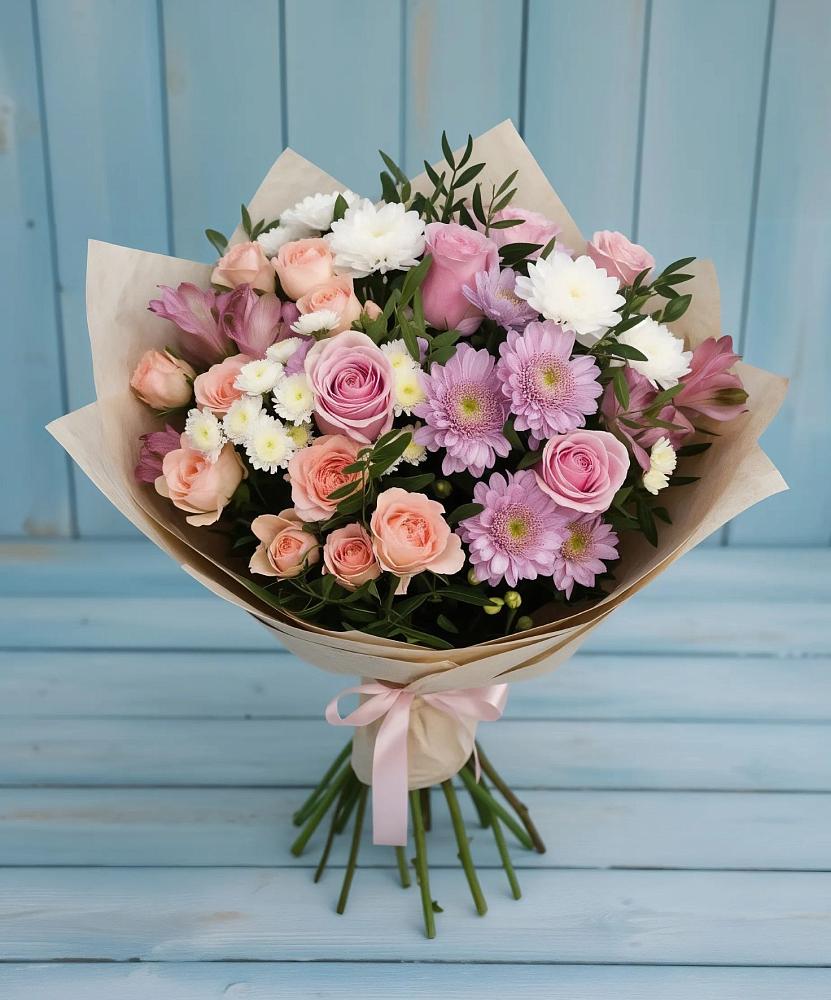 Букет цветов из: Хризантемы, Розы и Альстромерии в Нарткале