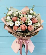 Букет цветов из:  Розы, Альстромерии и Лизиантусы в Нарткале