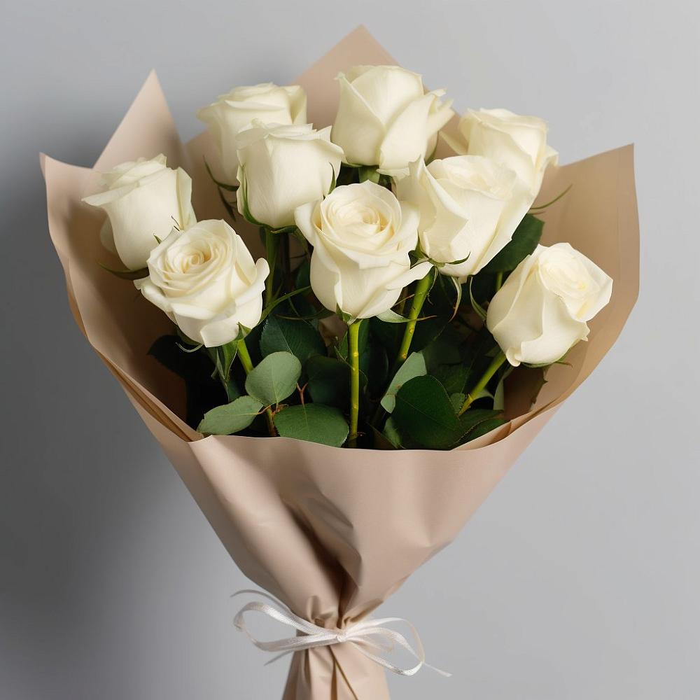 Букет 9 Белых роз Эдлесс Лав в Нарткале