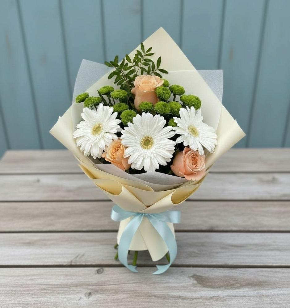Букет цветов из: Герберы, Розы и Хризантемы в Нарткале