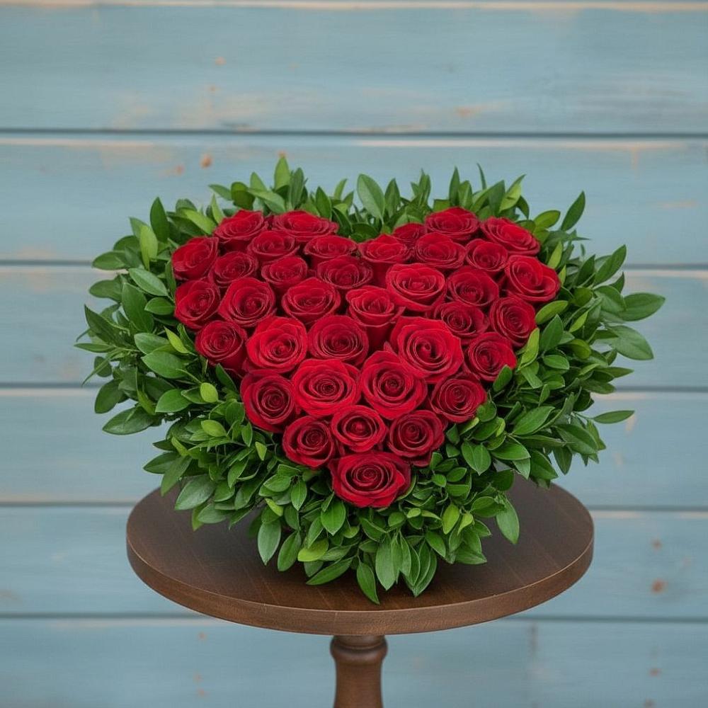 Цветочная композиция из Розы в виде сердца в Нарткале