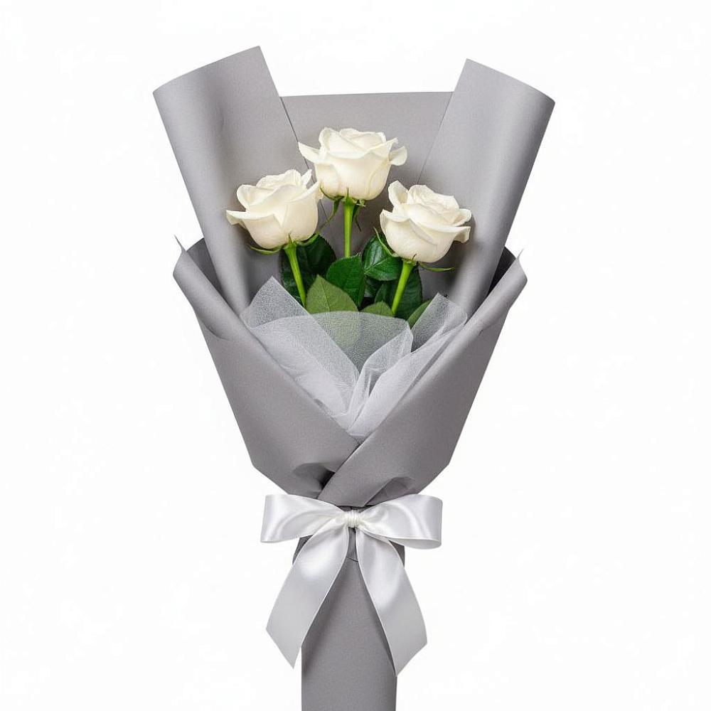 Букет 3 белые розы в Нарткале