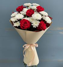 Букет романтическая гармония в Нарткале Букет цветов из: Розы и Хризантемы в Нарткале