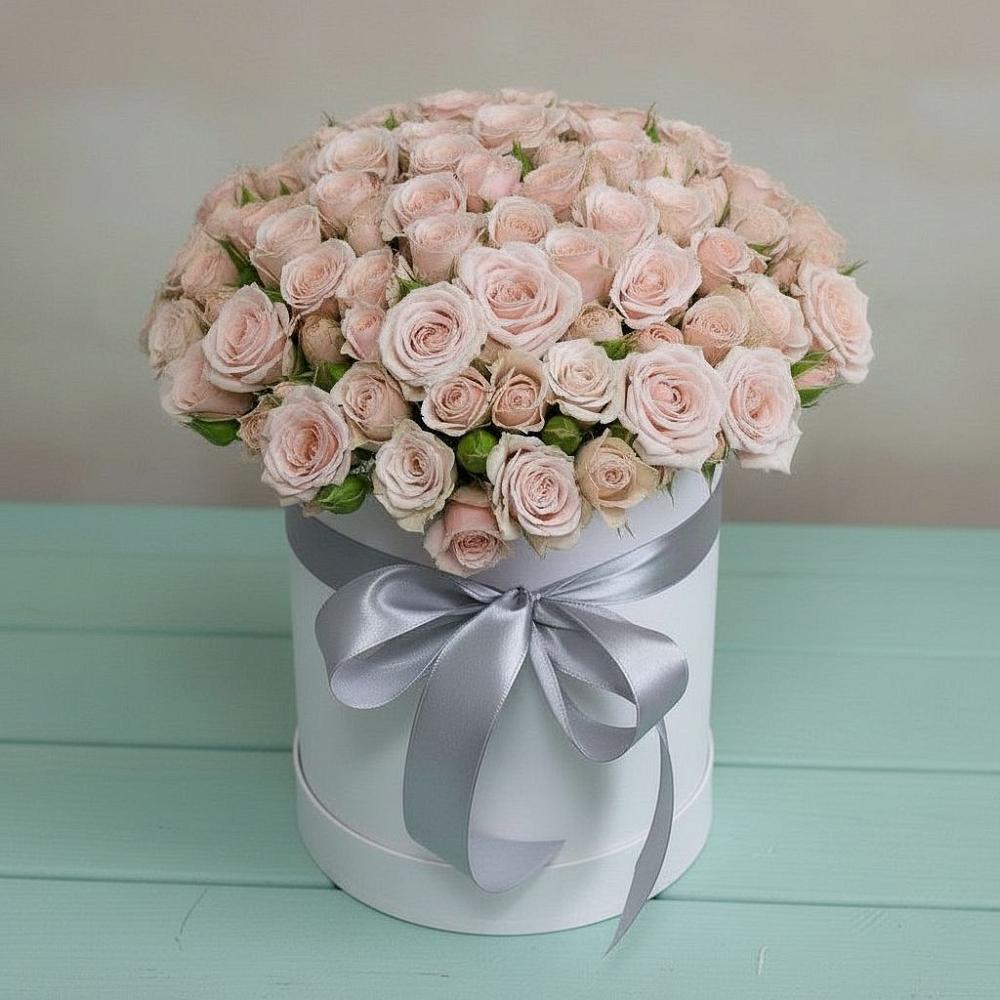 Цветочная композиция из Розы в шляпной коробке в Нарткале